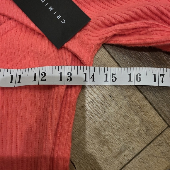 Criminal Damage ($95) Neon Coral Ribbed Cutout Bodysuit NWT Streetwear - Picture 7 of 10